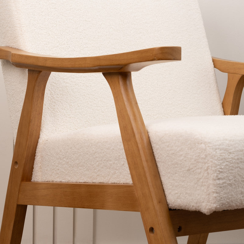 Cream Boucle Flat Arm Chair